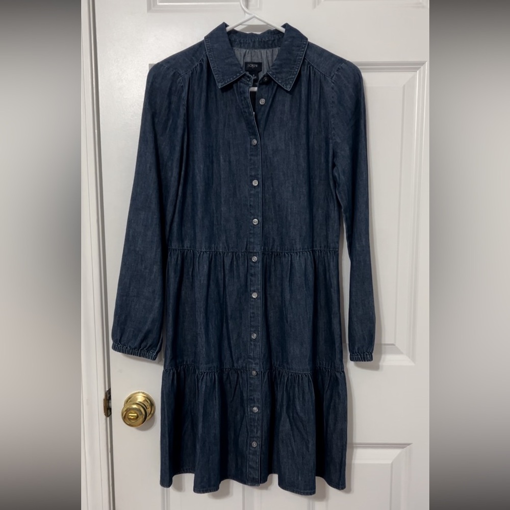 J. Crew denim button up top in dark blue